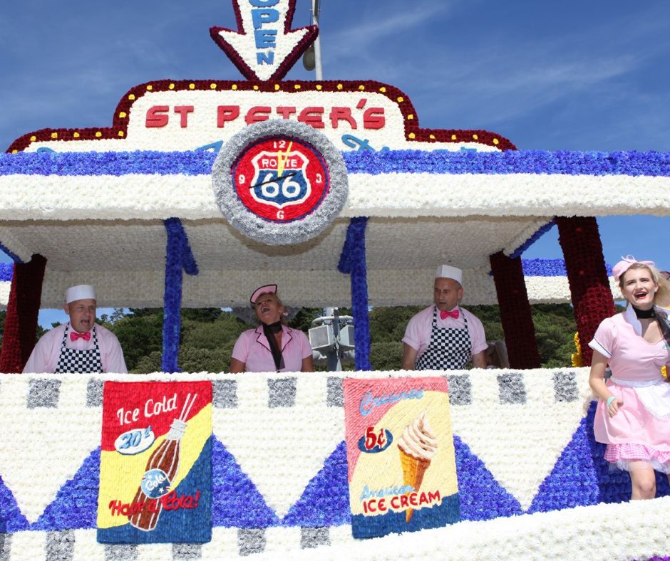 A flower float at Jersey's Battle of Flowers parade.