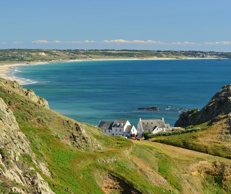 View across St Ouen's Bay in Jersey.